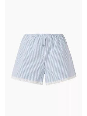 NWT Skims Cotton Poplin Sleep Shorts In Cadet Stripe 2X